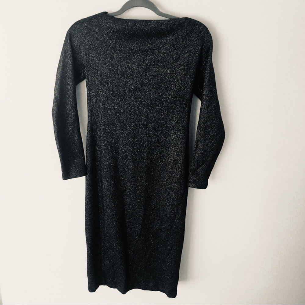 Zara Studio Metallic Black Silver Midi Dress